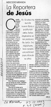 La reportera de Jesús  [artículo] MLU.