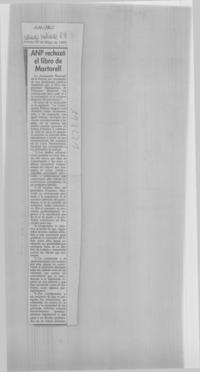 ANP rechazó el libro de Martorell