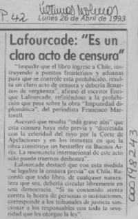 Lafourcade, "Es un claro acto de censura"  [artículo].