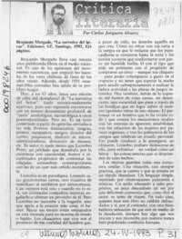 Benjamín Morgado, "La narrativa del héroe"  [artículo] Carlos Jorquera Alvarez.