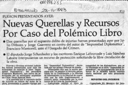 Nuevas querellas y recursos por caso del polémico libro  [artículo].