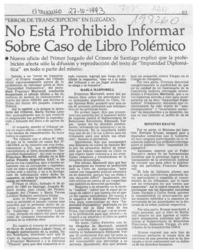 No está prohibido informar sobre caso de libro polémico  [artículo].