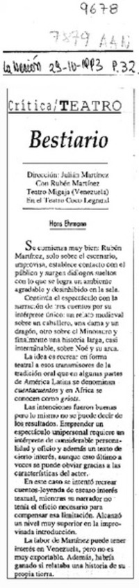 Bestiario  [artículo] Hans Ehrmann.