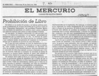 Prohibición de libro  [artículo].