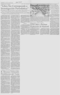 Libro no corresponde a investigación periodística