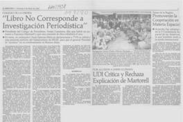 Libro no corresponde a investigación periodística
