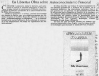 En librerías obra sobre autoconocimiento personal.