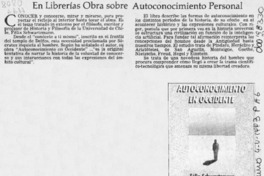 En librerías obra sobre autoconocimiento personal.
