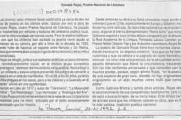 Gonzalo Rojas, Premio Nacional de Literatura  [artículo] E. M.