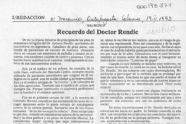 Recuerdo del doctor Rendic  [artículo] Mauritius.