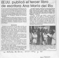 EE.UU. publicó el tercer libro de escritora Ana María del Río  [artículo].