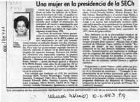 Una mujer en la presidencia de la Sech  [artículo] María Cristina Menares.