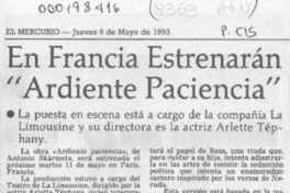 En Francia estrenarán "Ardiente Paciencia"  [artículo].