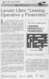 Lanzan libro "Leasing operativo y financiero"  [artículo].