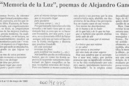 "Memoria de la luz", poemas de Alejandro Gandolfi  [artículo] Carlos Iturra.