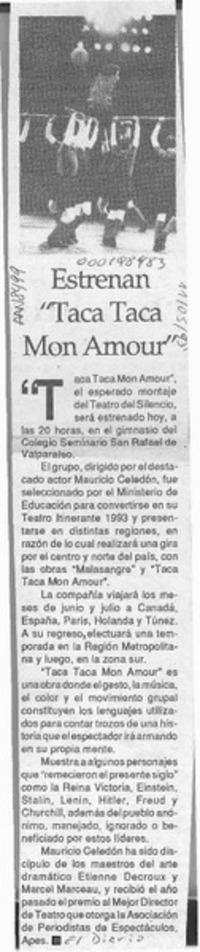 Estrenan "Taca-taca mon amour"  [artículo].