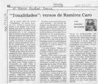 "Tonalidades", versos de Ramírez Caro  [artículo] Luis Anselmo Hernández.