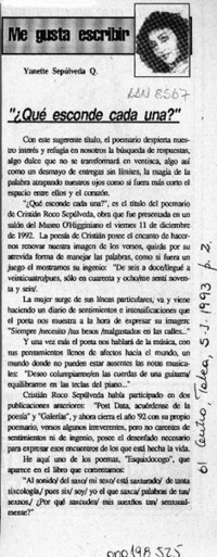 "Qué esconde cada una?"  [artículo] Yanette Sepúlveda Q.