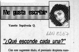 "Qué esconde cada una?"  [artículo] Yanette Sepúlveda Q.