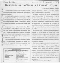 Resonancias poéticas a Gonzalo Rojas  [artículo] Ernesto Vásquez Méndez.