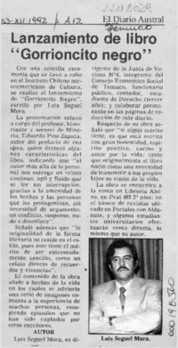 Lanzamiento de libro "Gorrioncito negro"  [artículo].