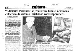 "Ediciones Paulinas" se renuevan, lanzan novedosa colección de autores cristianos contemporáneos  [artículo] Elena Irarrazábal.