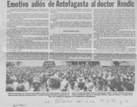 Emotivo adiós de Antofagasta al doctor Rendic  [artículo].