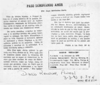 Pasó sembrando amor  [artículo] Juan Montecino Parra.