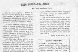 Pasó sembrando amor  [artículo] Juan Montecino Parra.