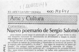 Nuevo poemario de Sergio Salomó  [artículo] Magdiel Gutiérrez Pérez.