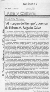 "Al margen del tiempo", poemas de Edison M. Salgado Galaz  [artículo] Pedro Mardones Barrientos.