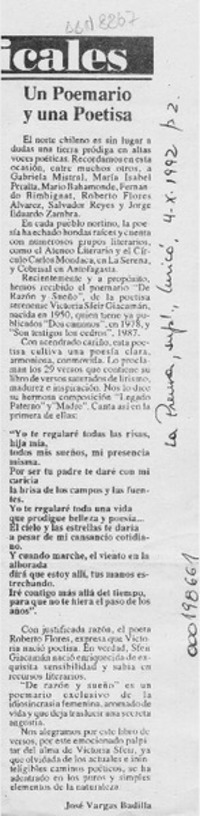 Un poemario y una poetisa  [artículo] José Vargas Badilla.
