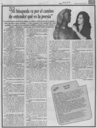 "Mi búsqueda va por el camino de entender qué es la poesía"