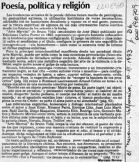 Poesía, política y religión  [artículo] Marcelo Novoa.