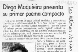 Diego Maquieira presenta su primer poema compacto