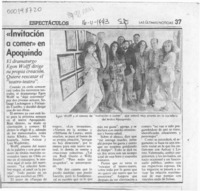 "Invitacion a comer" en Apoquindo  [artículo].