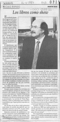 Los libros como show  [artículo] Martín Ruiz.