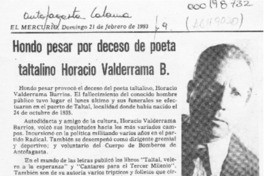 Hondo pesar por deceso de poeta taltalino Horacio Valderrama B.