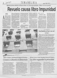 Revuelo causa libro Impunidad diplomática  [artículo].