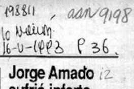 Jorge Amado sufrió infarto  [artículo].