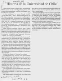 "Historia de la Universidad de Chile"  [artículo].
