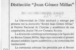 Distinción "Juan Gómez Millas"  [artículo].