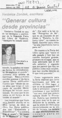 "Generar cultura desde provincias"  [artículo].
