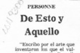 De esto y aquello  [artículo] Personne.