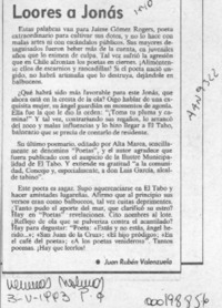 Loores a Jonás  [artículo] Juan Rubén Valenzuela.