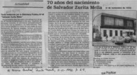 70 años del nacimiento de Salvador Zurita Mella  [artículo].