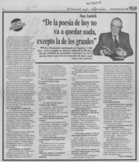 "De la poesía de hoy no va a quedar nada, excepto la de los grandes