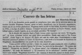 Correo de las letras  [artículo] Mauricio Murga.