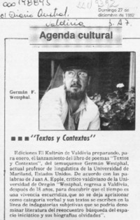 Agenda cultural  [artículo].