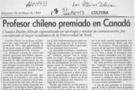 Profesor chileno premiado en Canadá  [artículo].